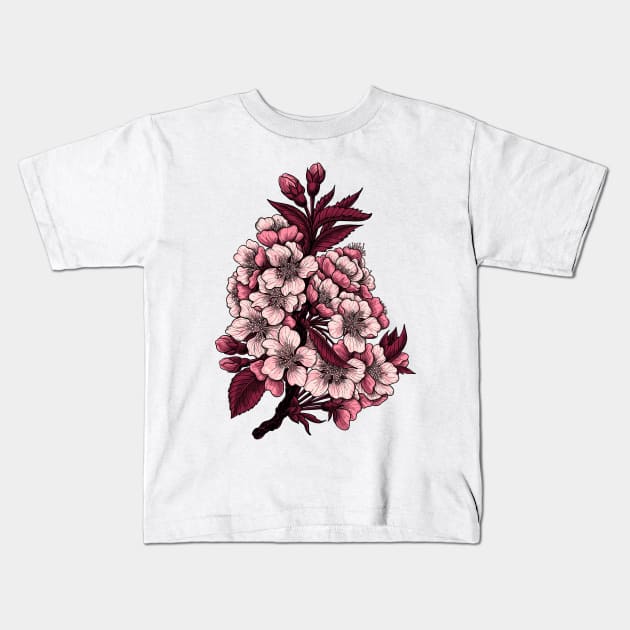 Cherry blossom branch Kids T-Shirt by katerinamk